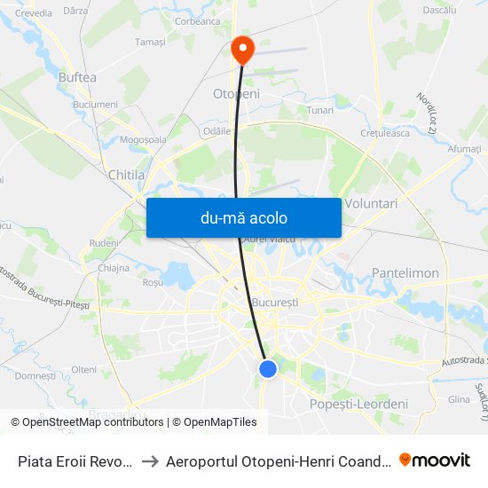 Harta de Piata Eroii Revolutiei către Aeroportul Otopeni-Henri Coandă (Otp)
