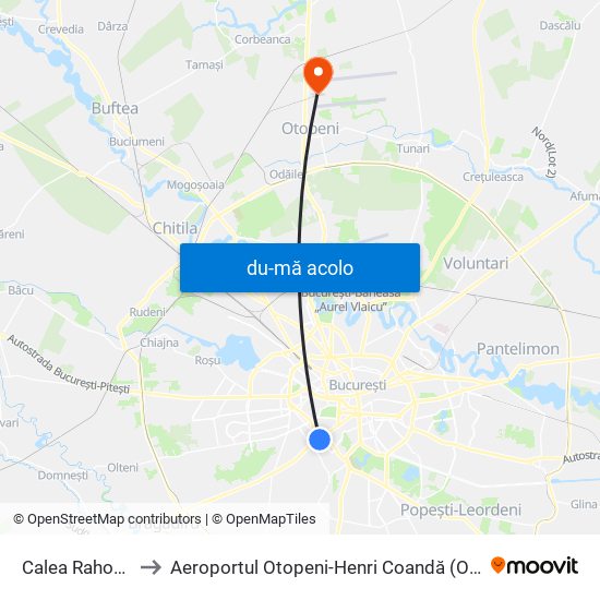 Harta de Calea Rahovei către Aeroportul Otopeni-Henri Coandă (Otp)