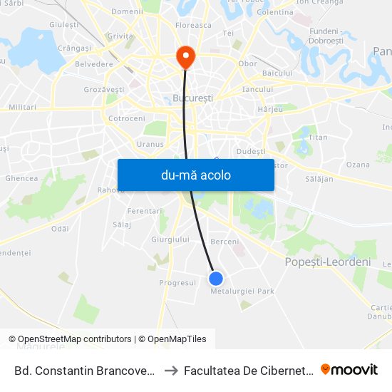 Harta de Bd. Constantin Brancoveanu către Facultatea De Cibernetică
