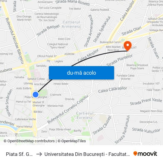 Harta de Piata Sf. Gheorghe către Universitatea Din București - Facultatea De Științe Politice