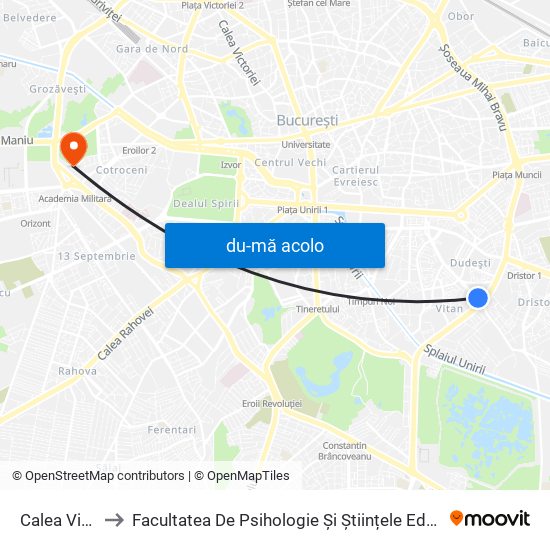 Harta de Calea Vitan către Facultatea De Psihologie Și Științele Educației