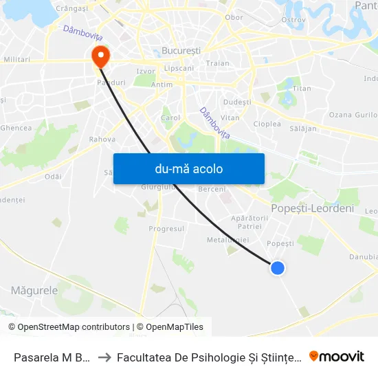 Pasarela M Berceni până la Facultatea De Psihologie Și Științele ...