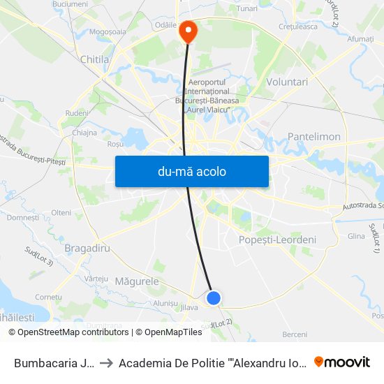 Harta de Bumbacaria Jilava către Academia De Politie ""Alexandru Ioan Cuza""