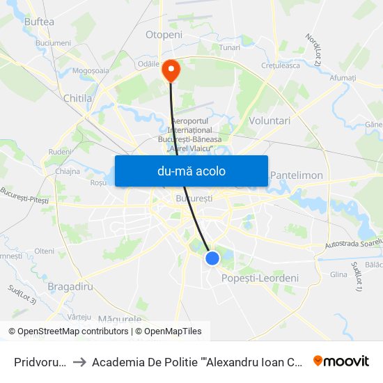 Harta de Pridvorului către Academia De Politie ""Alexandru Ioan Cuza""