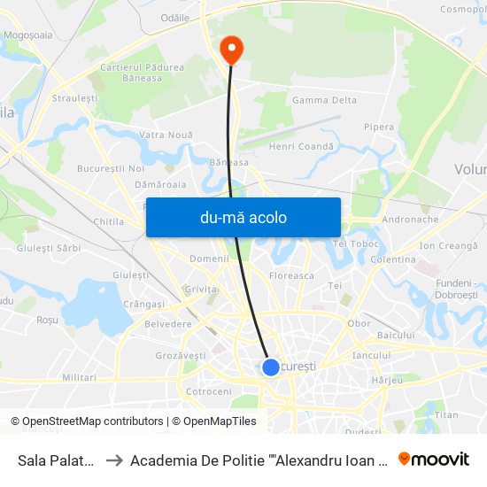 Harta de Sala Palatului către Academia De Politie ""Alexandru Ioan Cuza""