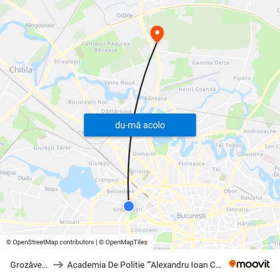 Harta de Grozăvești către Academia De Politie ""Alexandru Ioan Cuza""