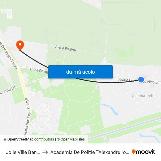 Harta de Jolie Ville Baneasa către Academia De Politie ""Alexandru Ioan Cuza""