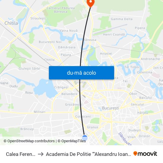 Harta de Calea Ferentari către Academia De Politie ""Alexandru Ioan Cuza""