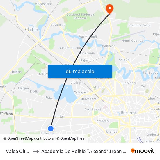 Harta de Valea Oltului către Academia De Politie ""Alexandru Ioan Cuza""