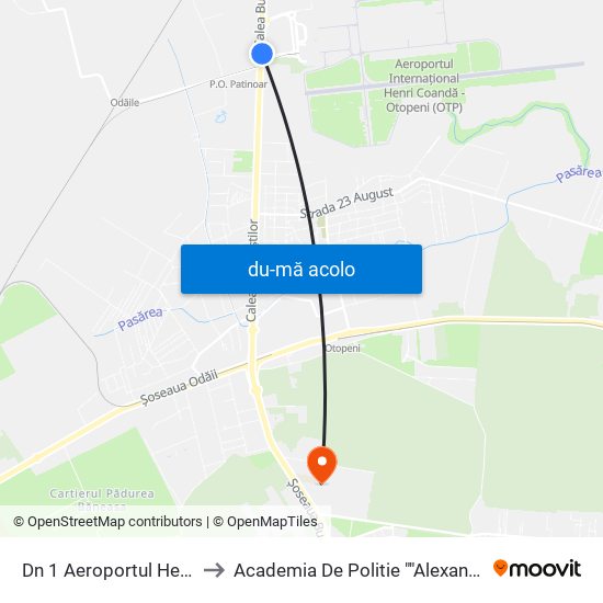 Harta de Dn 1 Aeroportul Henri Coanda către Academia De Politie ""Alexandru Ioan Cuza""