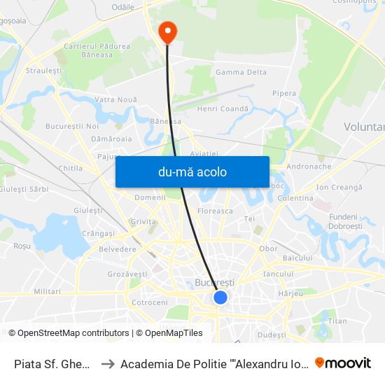 Harta de Piata Sf. Gheorghe către Academia De Politie ""Alexandru Ioan Cuza""