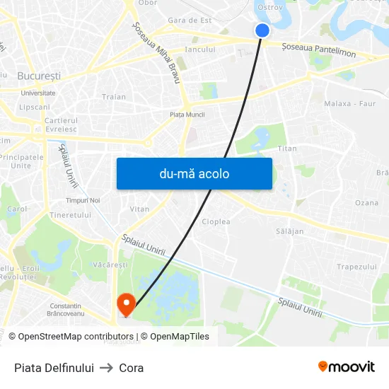 Harta de Piata Delfinului către Cora