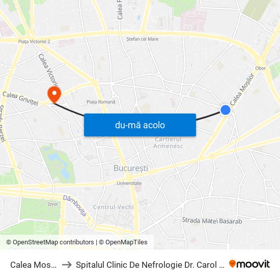 Harta de Calea Mosilor către Spitalul Clinic De Nefrologie Dr. Carol Davila