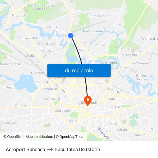 Harta de Aeroport Baneasa către Facultatea De Istorie