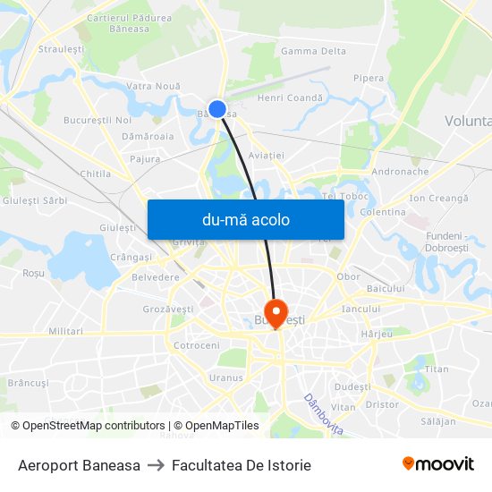 Harta de Aeroport Baneasa către Facultatea De Istorie