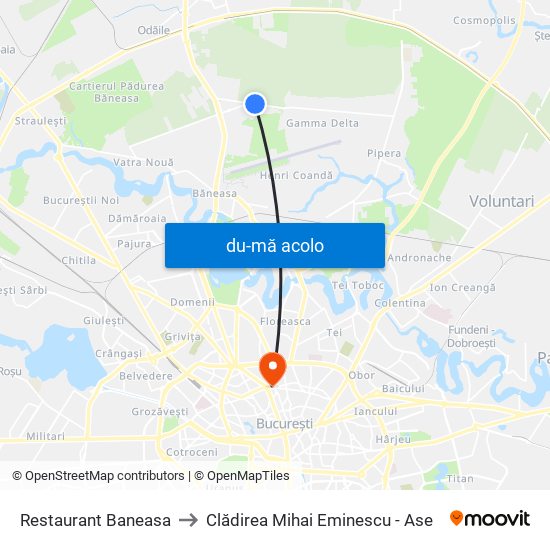 Harta de Restaurant Baneasa către Clădirea Mihai Eminescu - Ase
