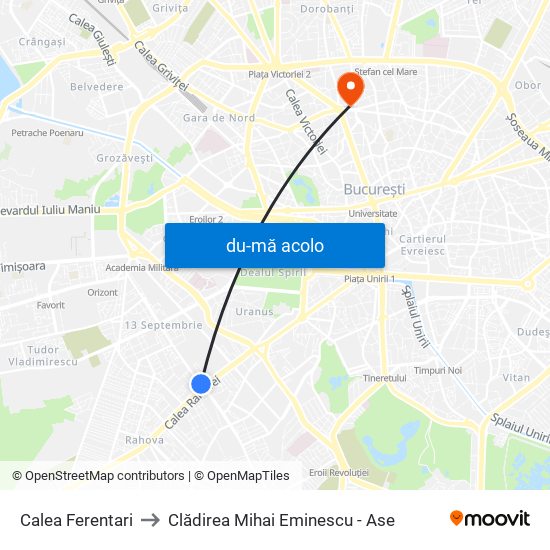 Harta de Calea Ferentari către Clădirea Mihai Eminescu - Ase