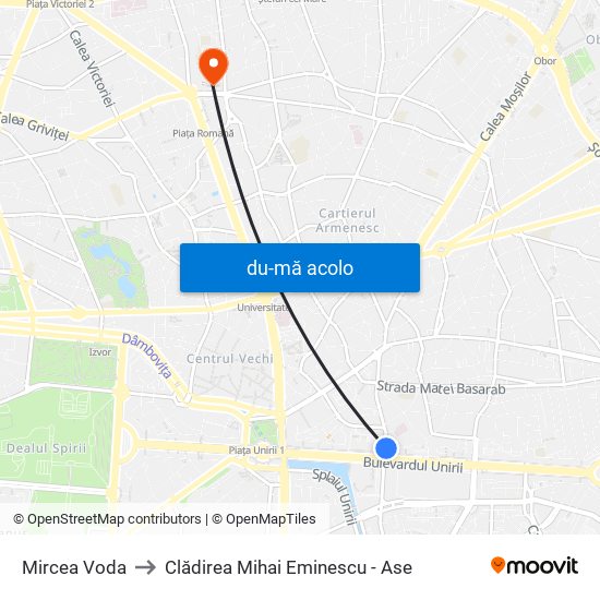 Harta de Mircea Voda către Clădirea Mihai Eminescu - Ase