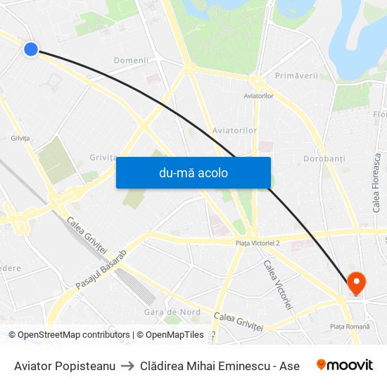 Harta de Aviator Popisteanu către Clădirea Mihai Eminescu - Ase