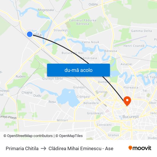 Harta de Primaria Chitila către Clădirea Mihai Eminescu - Ase