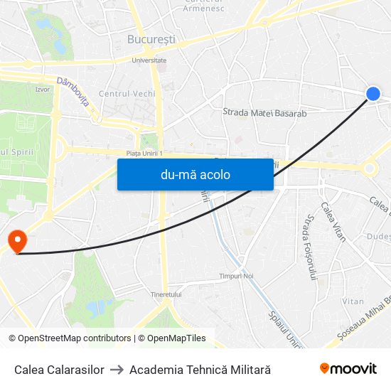 Harta de Calea Calarasilor către Academia Tehnică Militară