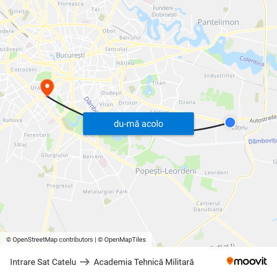 Harta de Intrare Sat Catelu către Academia Tehnică Militară