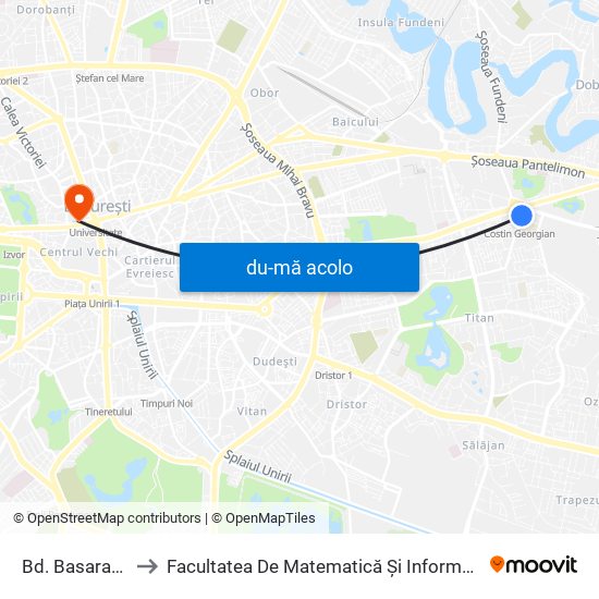 Harta de Bd. Basarabia către Facultatea De Matematică Și Informatică