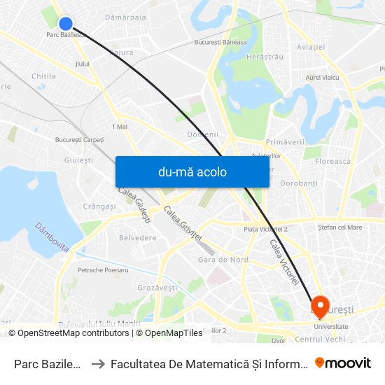 Harta de Parc Bazilescu către Facultatea De Matematică Și Informatică