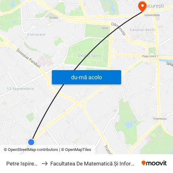 Harta de Petre Ispirescu către Facultatea De Matematică Și Informatică