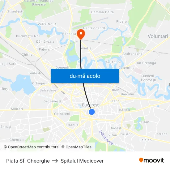 Harta de Piata Sf. Gheorghe către Spitalul Medicover