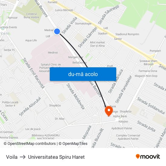 Harta de Voila către Universitatea Spiru Haret