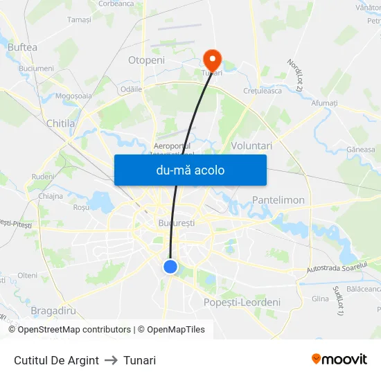 Harta de Cutitul De Argint către Tunari