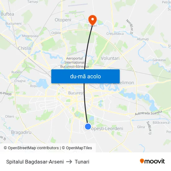Harta de Spitalul Bagdasar-Arseni către Tunari