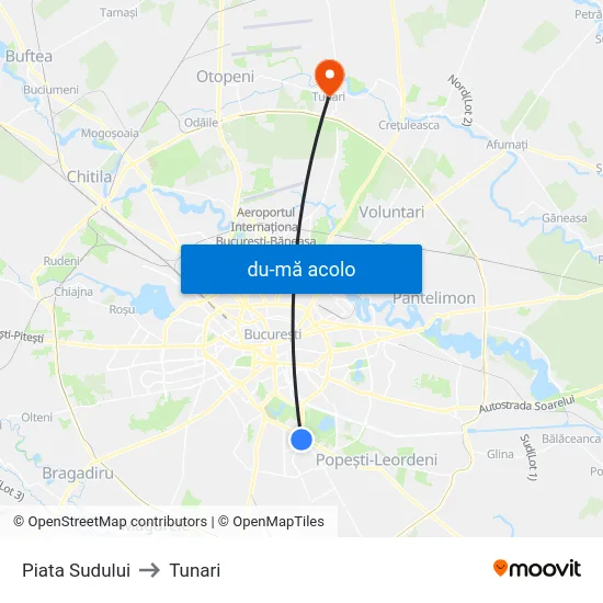 Harta de Piata Sudului către Tunari