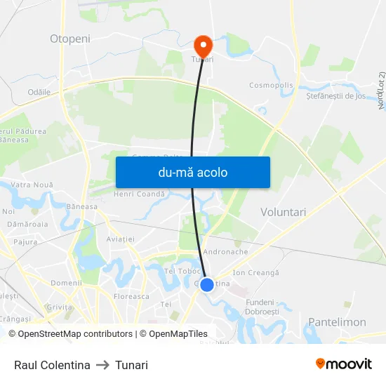 Harta de Raul Colentina către Tunari