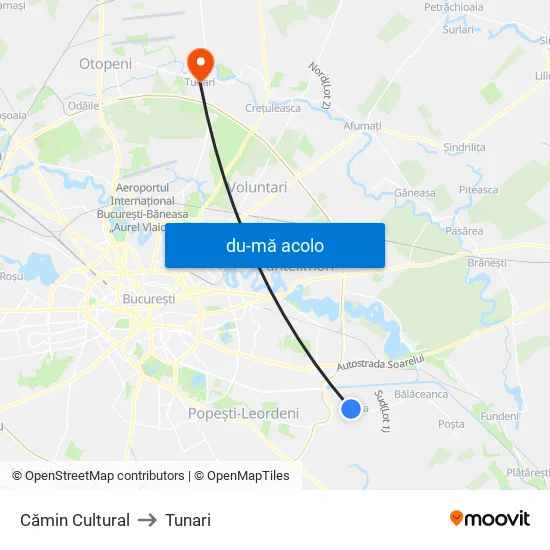 Harta de Camin Cultural către Tunari