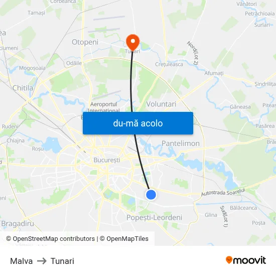 Harta de Malva către Tunari