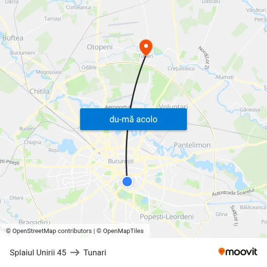 Harta de Splaiul Unirii 45 către Tunari