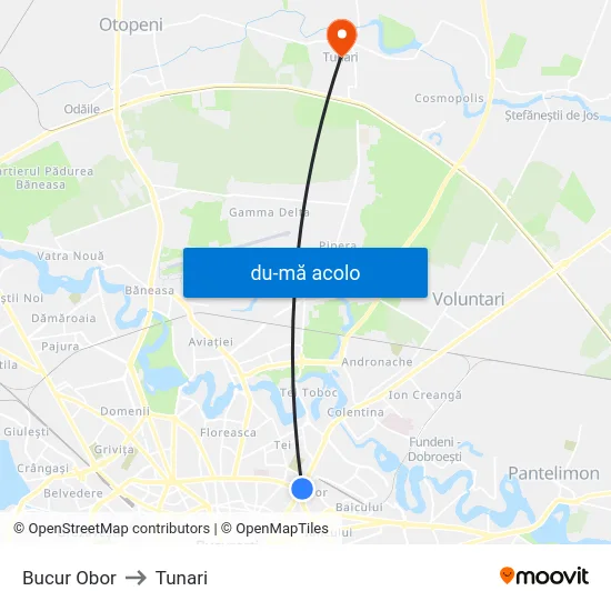 Harta de Bucur Obor către Tunari