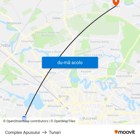 Harta de Complex Apusului către Tunari