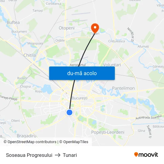 Harta de Soseaua Progresului către Tunari