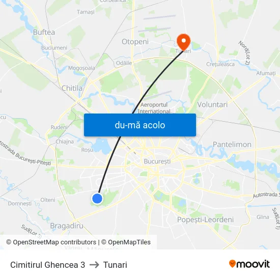 Harta de Cimitirul Ghencea 3 către Tunari