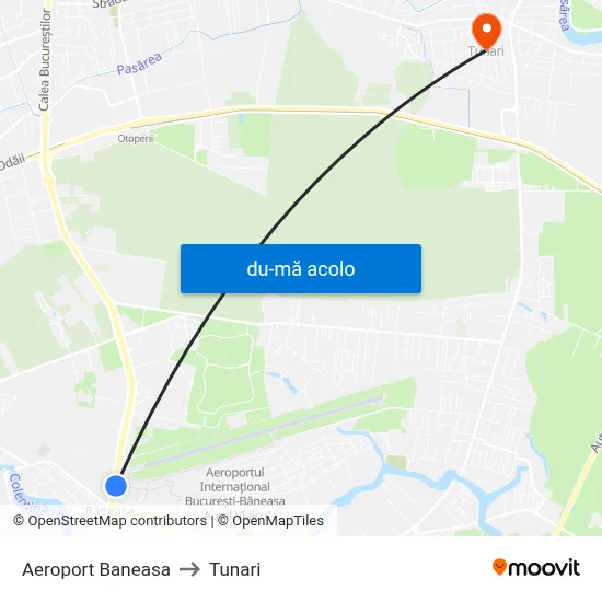 Harta de Aeroport Baneasa către Tunari
