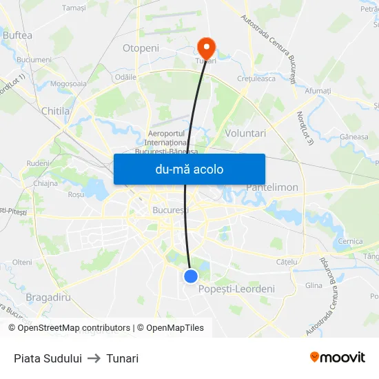 Harta de Piata Sudului către Tunari
