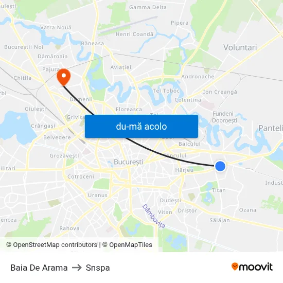 Harta de Baia De Arama către Snspa
