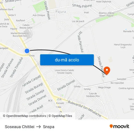Harta de Soseaua Chitilei către Snspa