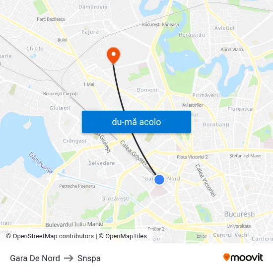 Harta de Gara De Nord către Snspa