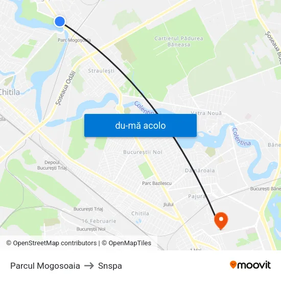 Harta de Parcul Mogosoaia către Snspa