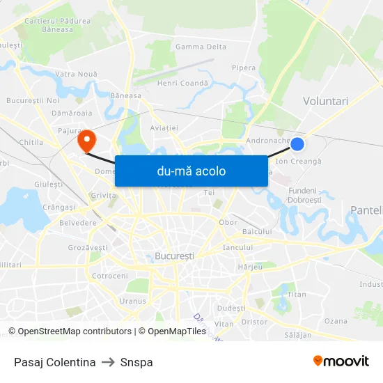 Harta de Pasaj Colentina către Snspa