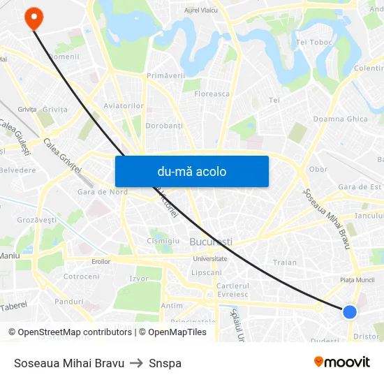 Harta de Soseaua Mihai Bravu către Snspa